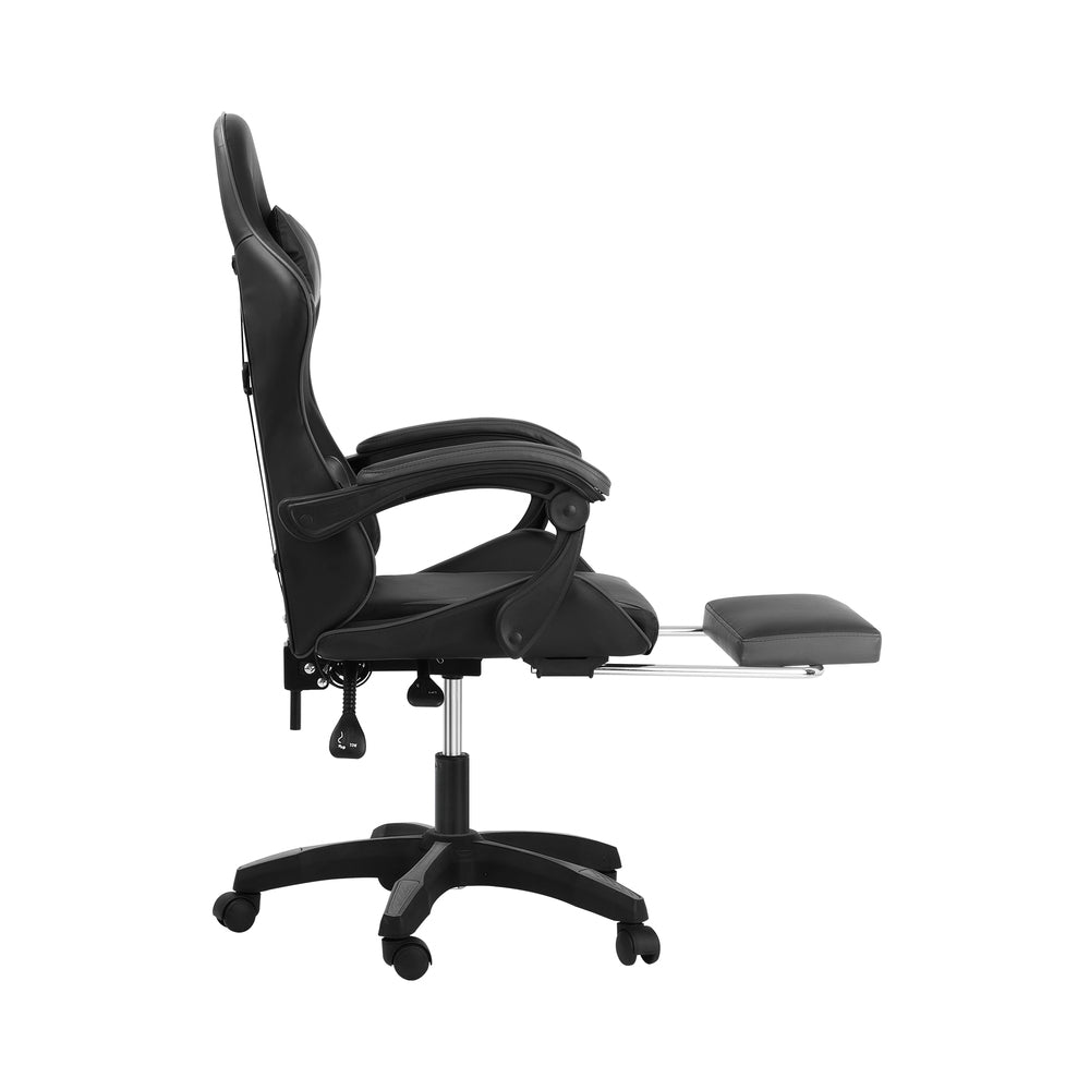 Gaming Chair with Footrest and Massage Pillow Black and Grey