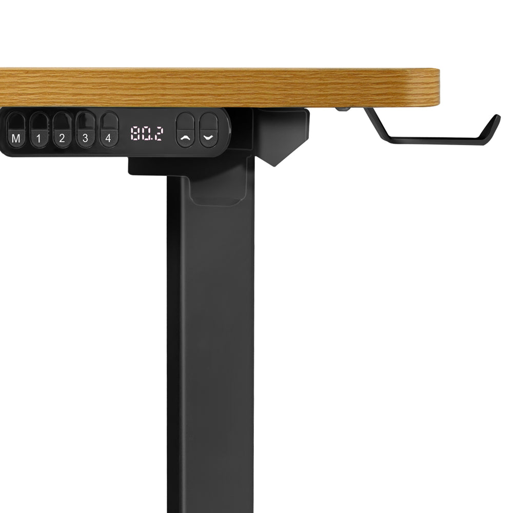 L-Shaped Electric Standing Desk Single Motor 145CM Black and Oak