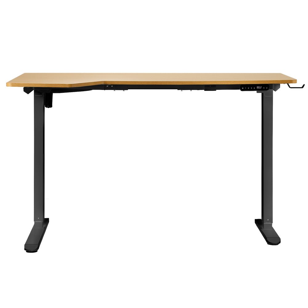 L-Shaped Electric Standing Desk Single Motor 145CM Black and Oak