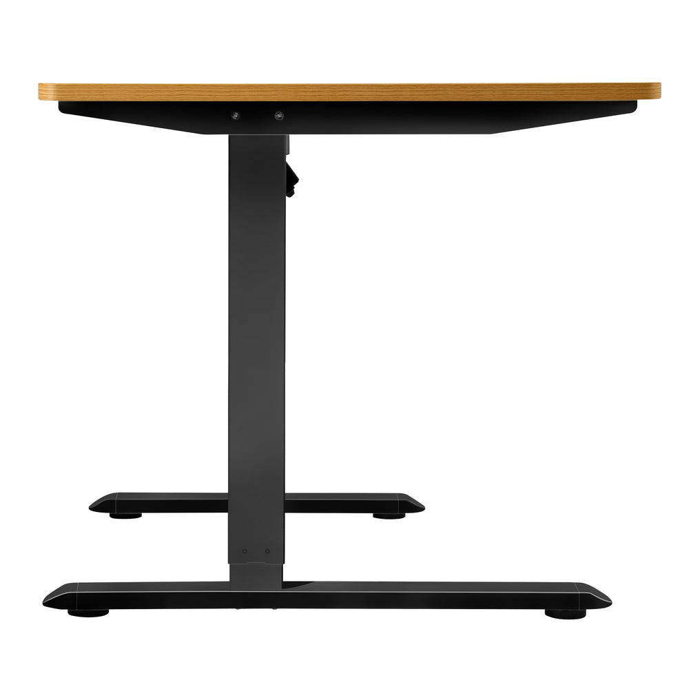 L-Shaped Electric Standing Desk Single Motor 145CM Black and Oak