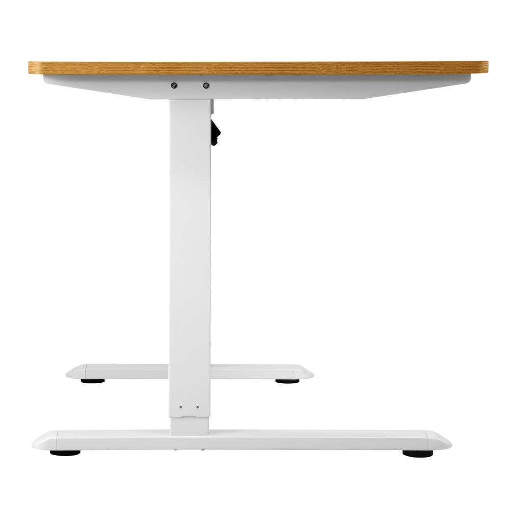 L-Shaped Electric Standing Desk Single Motor 145CM White and Oak