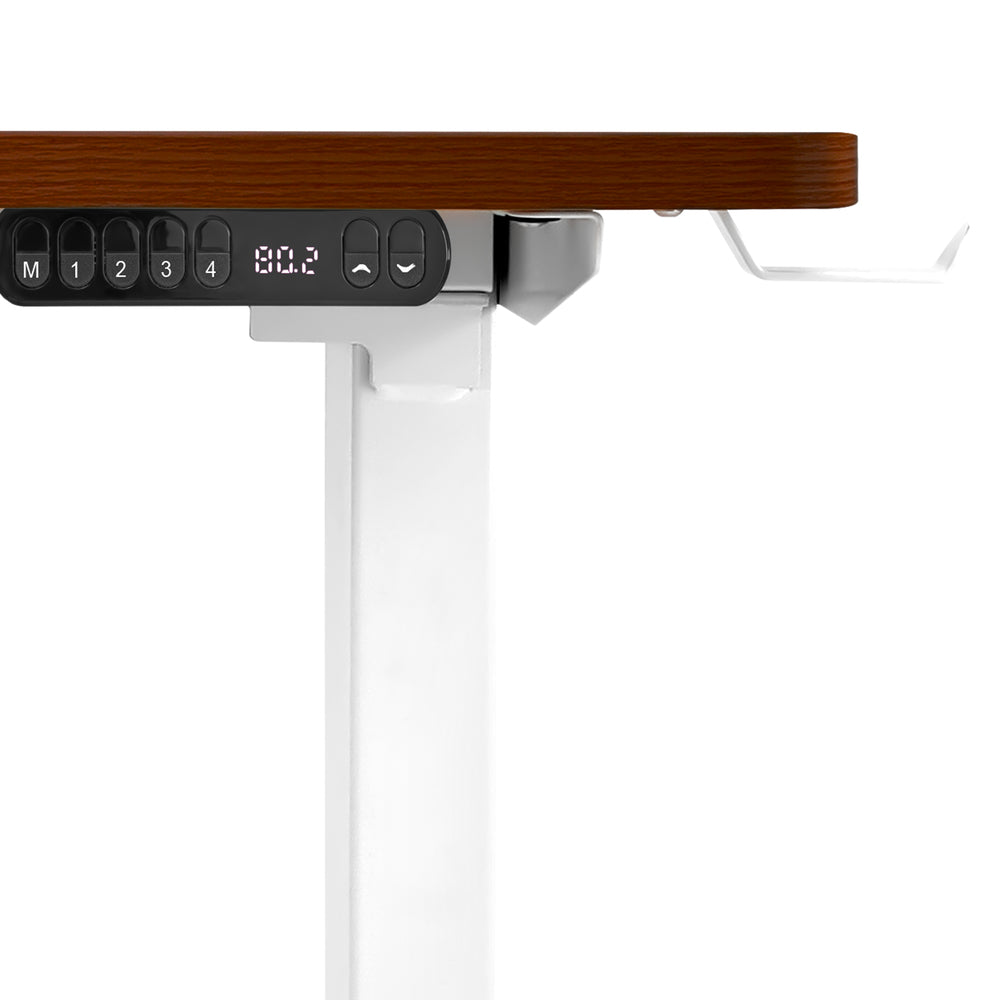 L-Shaped Electric Standing Desk Single Motor 145CM White and Walnut