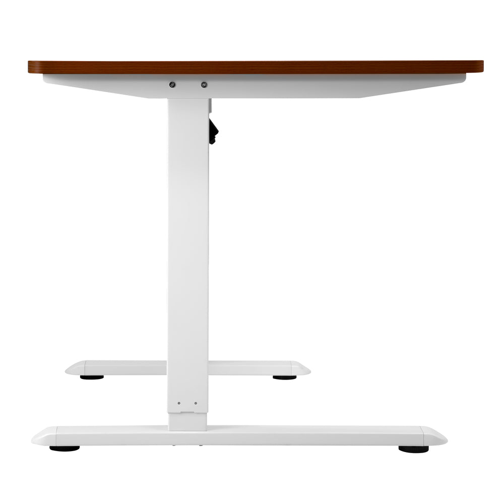L-Shaped Electric Standing Desk Single Motor 145CM White and Walnut