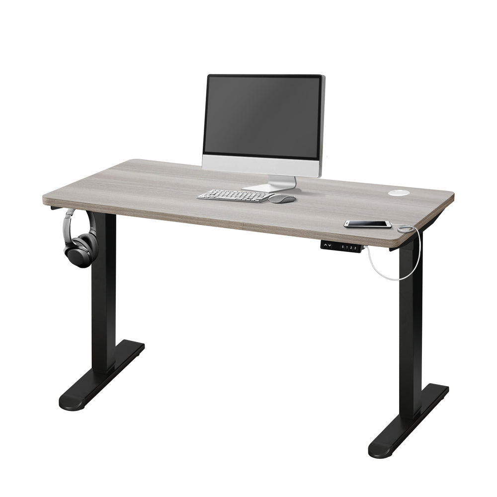 140CM Electric Standing Desk Single Motor Black and Grey Oak