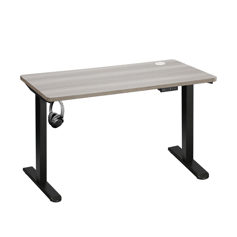 140CM Electric Standing Desk Single Motor Black and Grey Oak