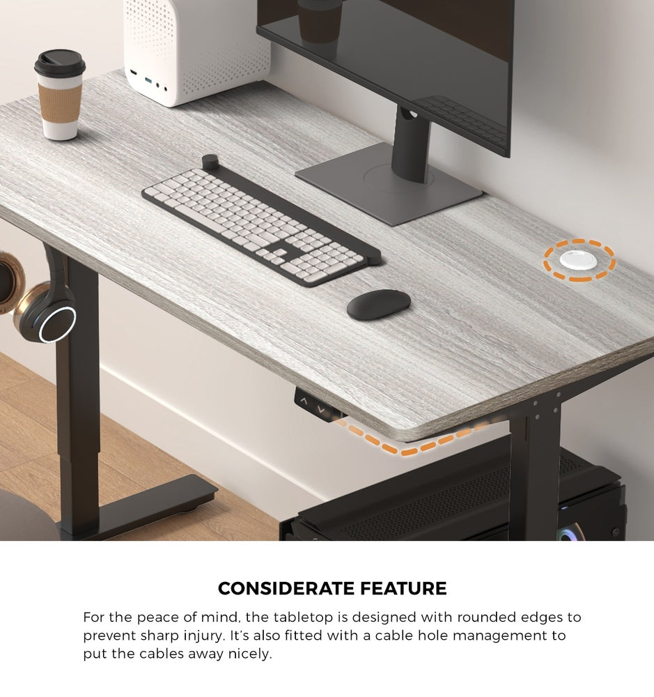 140CM Electric Standing Desk Adjustable Height Black and Grey Oak
