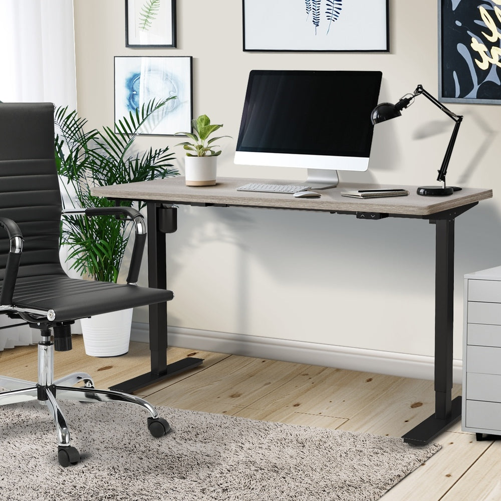 140CM Electric Standing Desk Adjustable Height Black and Grey Oak