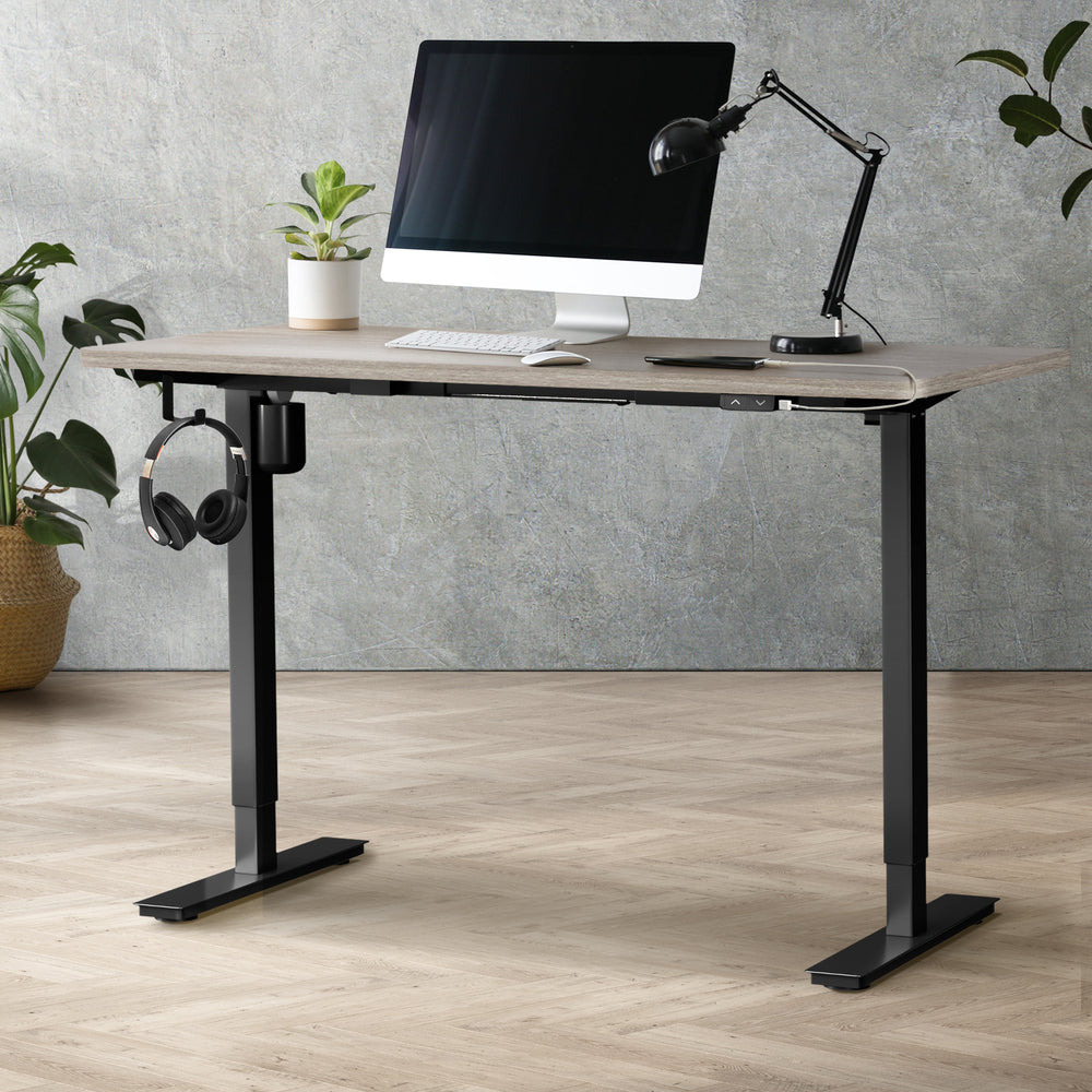140CM Electric Standing Desk Adjustable Height Black and Grey Oak