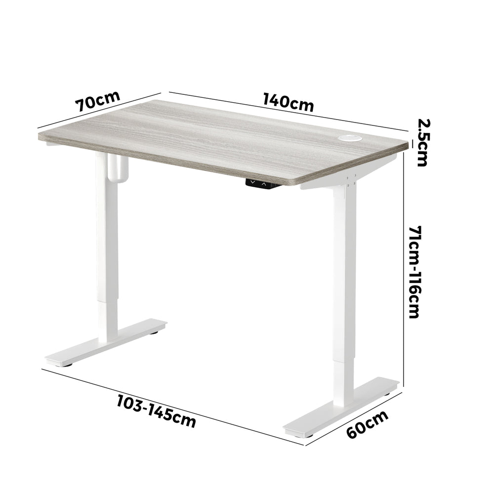 140CM Electric Standing Desk Adjustable Height White and Grey Oak