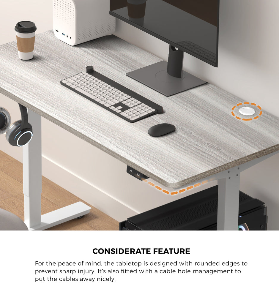 140CM Electric Standing Desk Adjustable Height White and Grey Oak